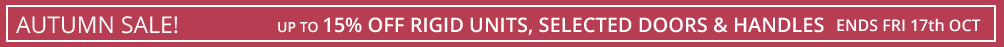 sale 10% off rigid units, up to 10% off selected doors and handles