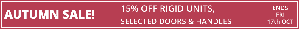 sale 10% off rigid units, up to 10% off selected doors and handles