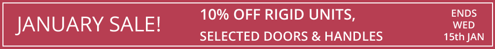 sale 10% off rigid units, up to 10% off selected doors and handles