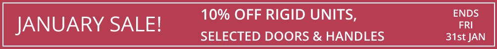 sale 10% off rigid units, up to 10% off selected doors and handles